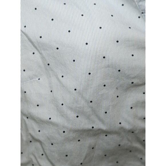 H&M Blue Fitted Shirt Light Blue Striped Hearts Long Sleeve Button-Down Size 2 - Picture 4 of 8